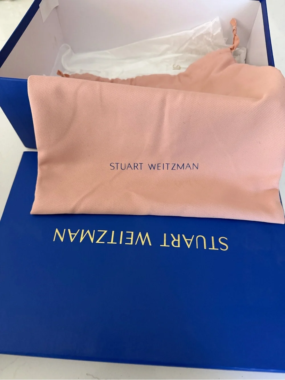 Stuart Weitzman Cream and Navy Striped Women’s Sandals